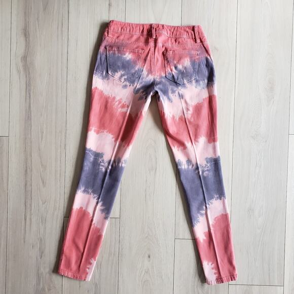 Revolution Revolt Jeans Womens 1 Pink Tie Dye Straight Leg Tapered Pants 27x28 - Picture 2 of 13